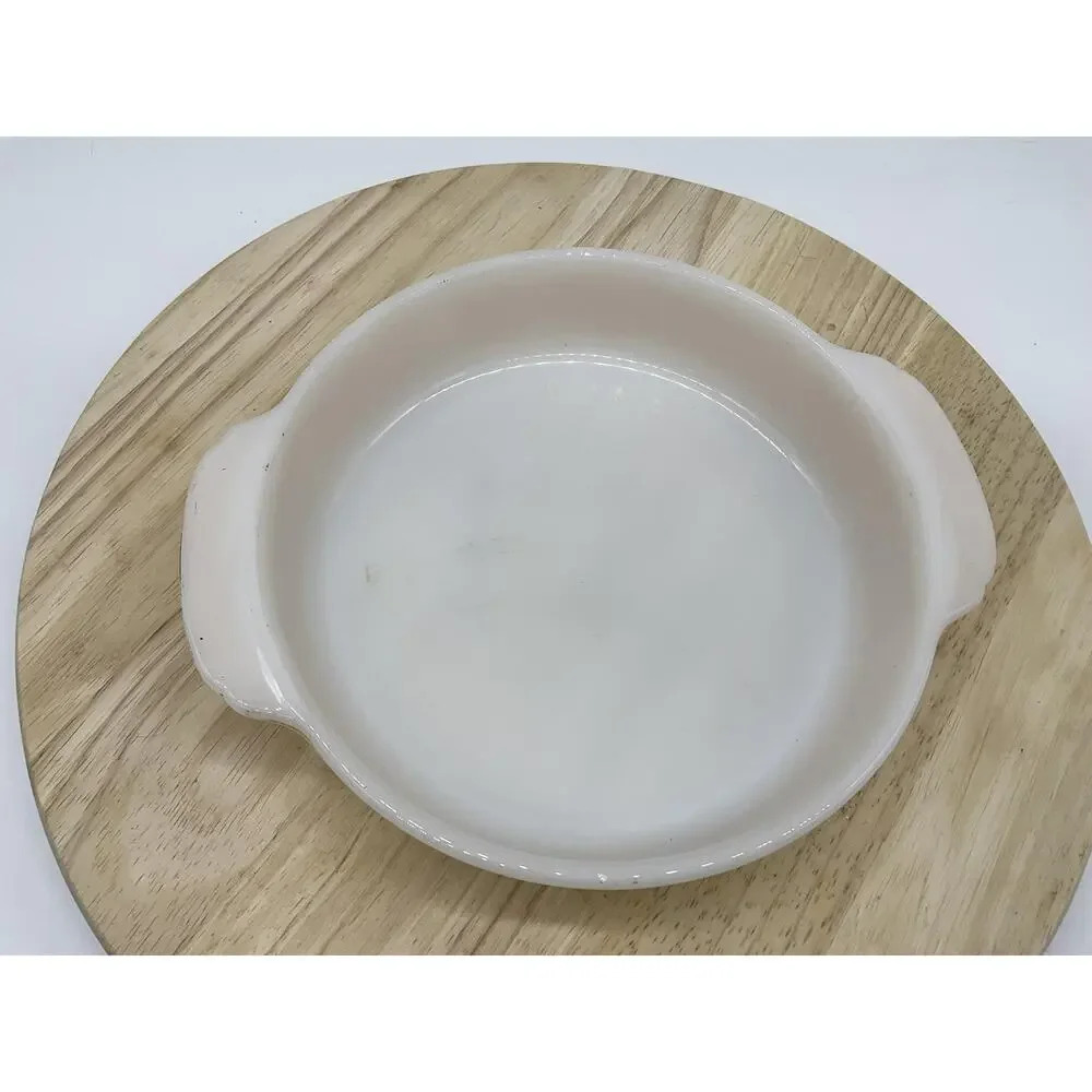 Vintage 8.5 A.H. Fire King Peach Lustre Round Casserole Dish Reverse Logo 450 US